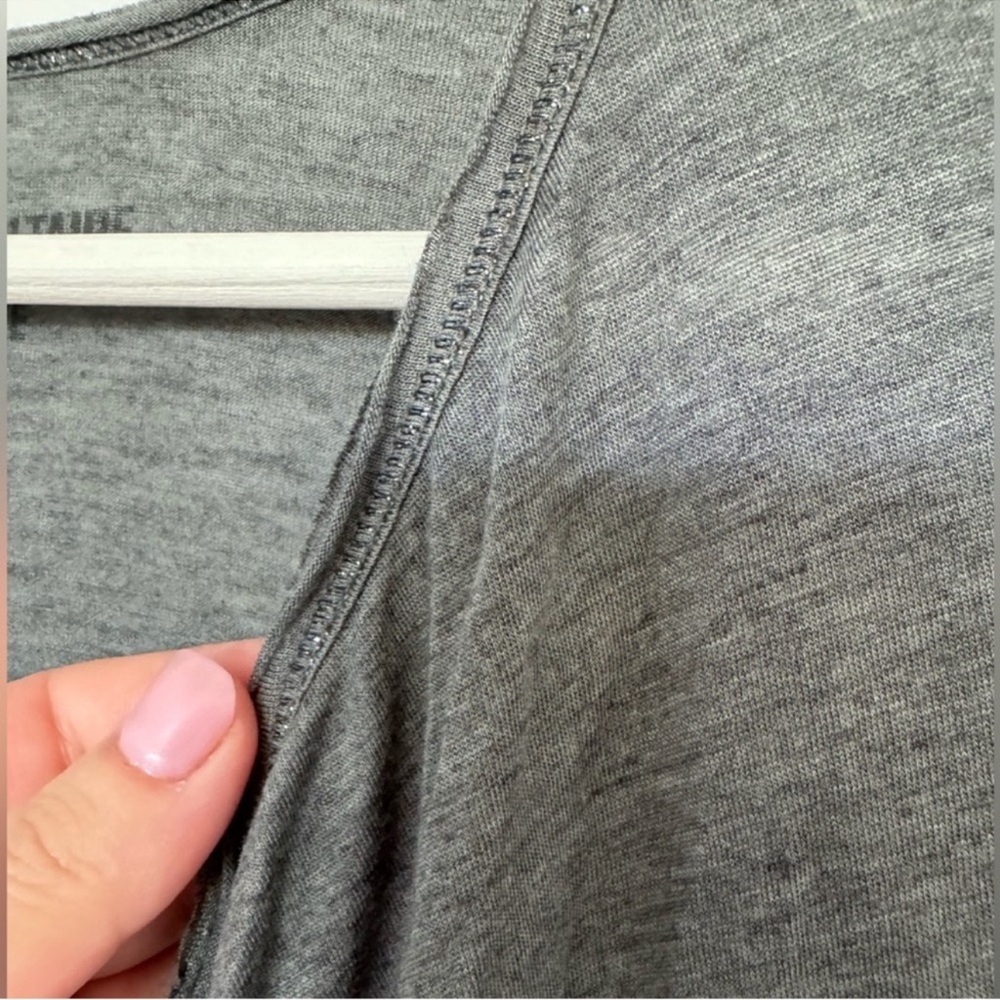 Zadig and Voltaire Gray Knit Cashmere Blend Scoop Neck Anyssa Deluxe T-Shirt - Picture 4 of 7